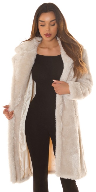 faux-fur winter coat Beige